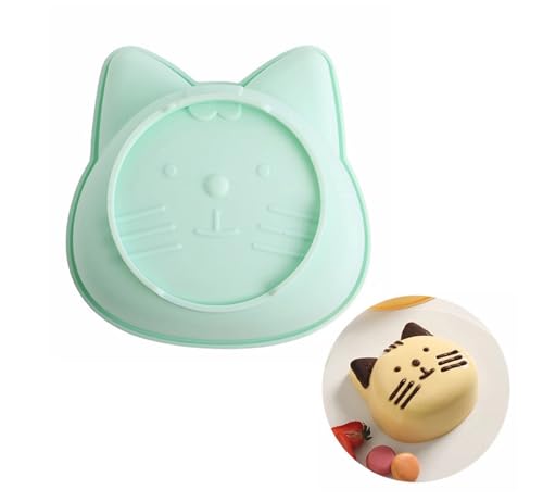 Cute Kitten 6 inch Silicone Cat Cake Mold Pan, Bread Pie Flan Tart Cake Mold, For Birthday Parties Baking, Friends' Dinners. (Green Cat) - color: Green