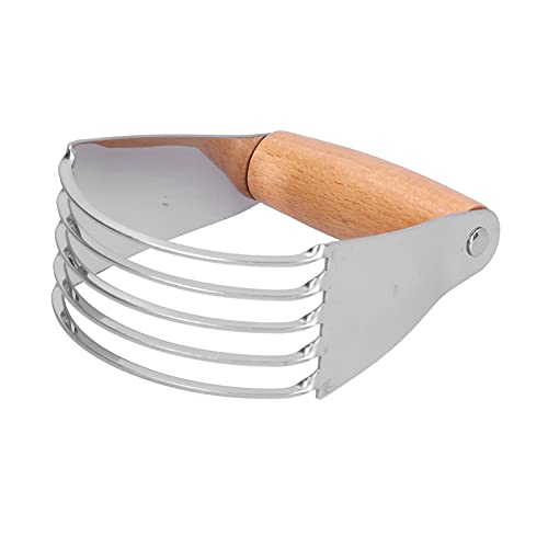 Pastry Cutter, Stainless Steel Dough Cutter, Pastry Blender with 5 Heavy Duty Blades and Comfortable Handle for Pastry Baking, Handle Length 7.5cm