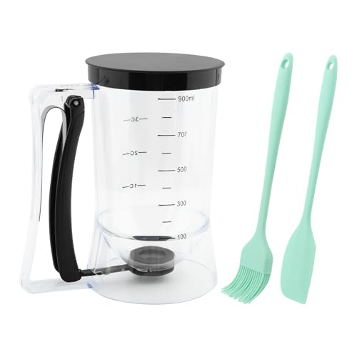 4 Cup Pancake Cupcake Batter Dispense with Oil Brush & Scraper - color: Black