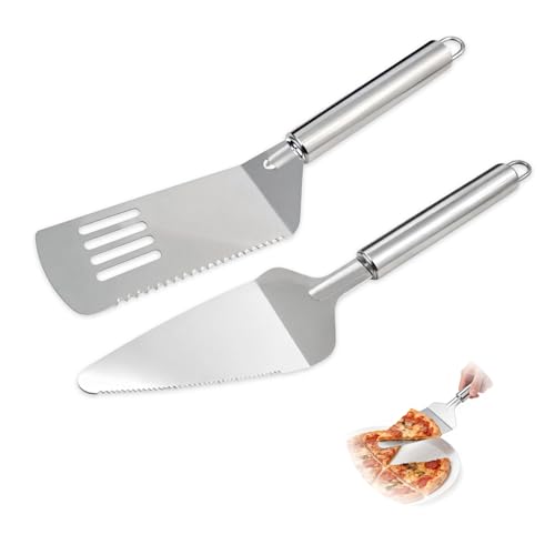 2PCS Pie Server Set Stainless Steel Pie Cutter and Server Set,Spatula with Serrated Edge for Cutting and Serving Cake, Pizza,Lasagna - size: 2PCS