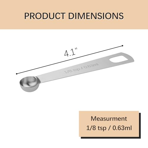 5PCS 1/8tsp(0.63ml) Measuring Spoon, Stainless Steel Teaspoon - size: 1/8tsp