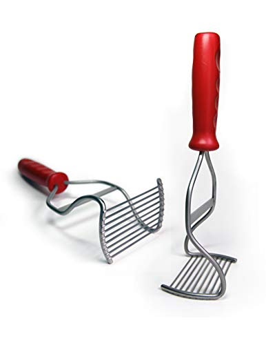 Diamond Series Masher - World's Best Handheld Masher and Blender - Stainless Steel Blades with Ergonomic Rubber Handle - Red - color: Red