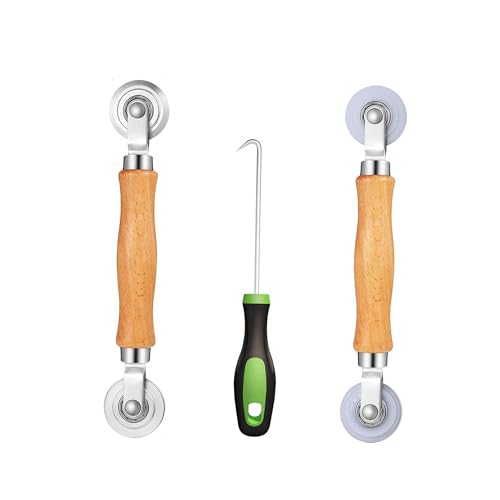 Pastry Dough Cutter Set with Wooden Handle, Cast Iron Wheels, 3 Pieces