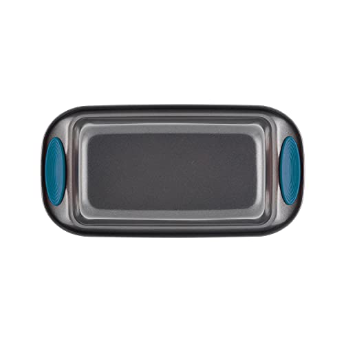 Rachael Ray Yum-o! Bakeware Oven Lovin' Nonstick Loaf Pan, 9-Inch by 5-Inch Steel Pan, Gray with Marine Blue Handles (Pack of 6) - color: Gray with Marine Blue Grips, size: 9 Inch x 5 Inch (Pack of 6)