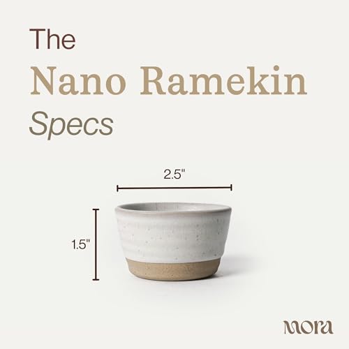 Mora Nano Ramekins Set of 4, 2oz Ceramic Pottery Sauce Cups - Microwave, Oven and Dishwasher Safe - Oat - color: Oat, size: Nano