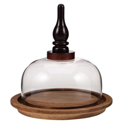 Cake Stand with Dome Lid 5.90In Covered Dessert Platter Rustic Wood Tray for Bakery Display Butter Cheese Pastry Serving Home Gatherings