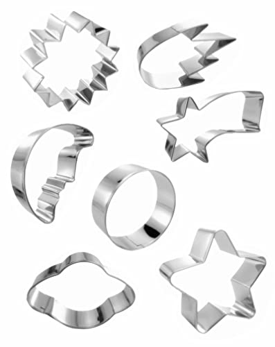 Hocai Planet Series Outer Space Cookie Cutters Set Stainless Steel 7Pcs
