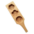 3 Hole Flower Shaped Wooden Cookie Mold