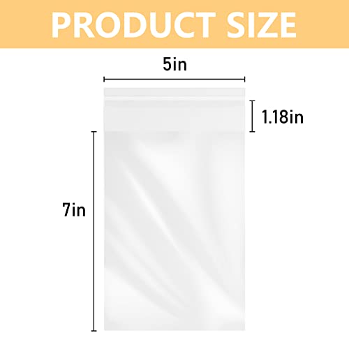 MoloTAR || 200 Pcs 5''x 7'' Clear Resealable Cello/Cellophane Good for Bakery,Adhesive Treat, Candle, Soap, Cookie Poly Bags - size: 5''X 7''