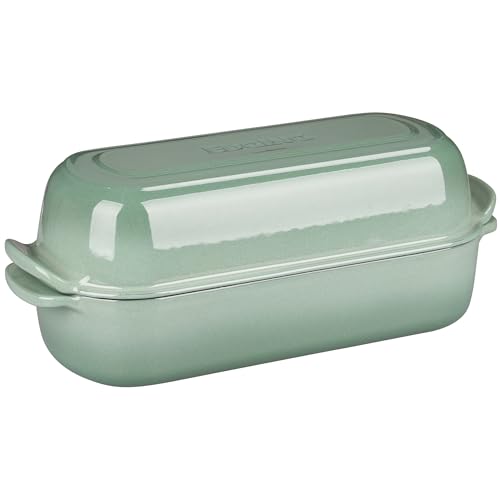EDGING CASTING Enameled Cast Iron Loaf Pan with Lid, Bread pan, Dutch Oven Bread pan for Homemade Sourdough Bread Baking, 12.5x5.5 inch, 5qt, Sage Green - color: Sage Green