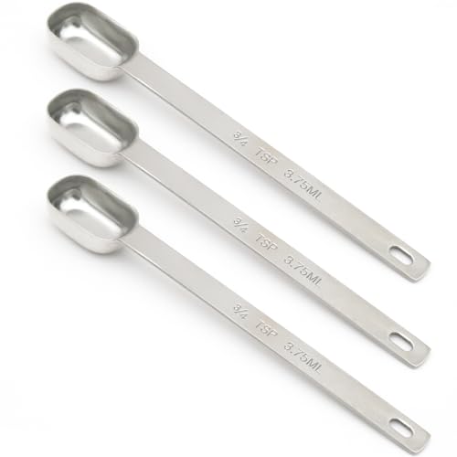 5PCS 3/4TSP(3.75ML) Measuring Spoon, Stainless Steel Long Handle Teaspoons - size: 3/4tsp|1/4tbsp|3.75ml|1/8oz