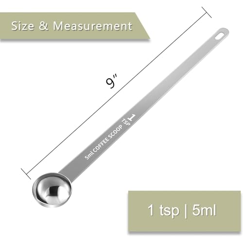 2PCS Extra Long Handle Coffee Scoop, 1Tsp(5ml) Measuring Spoon - size: 1tsp