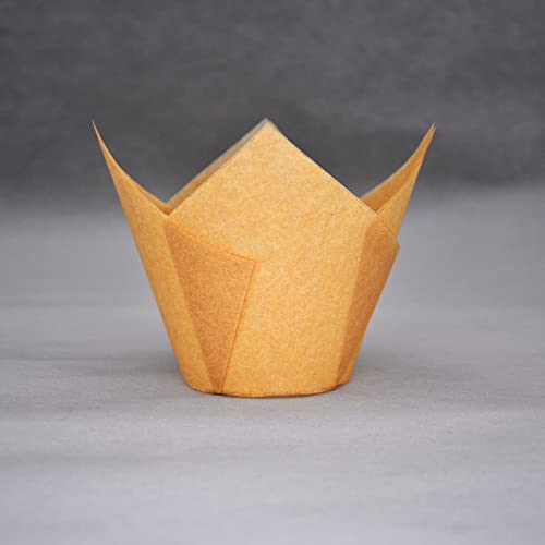 QLSmypkg Extra Large Jumbo Muffin Greaseproof paper Baking cupcake cups, 2-1/4" x 3-3/4" Natural Tulip Baking Cup Case of 125 pcs (Extra Large) (125) - color: Natural 1