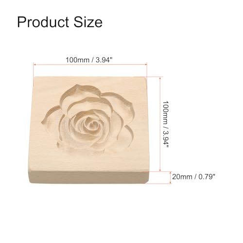 HARFINGTON Wooden Cookie Mould - 3.94" x 3.94" Rose Carved Baking Tool - style: Rose