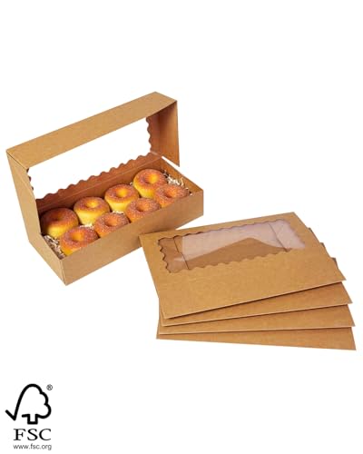 qiqee Auto-pop up Bakery Box with Window 12"x5.5"x2.5" 200Pcs Brown - color: 12x5.5x2.5, 200Pcs, Brown