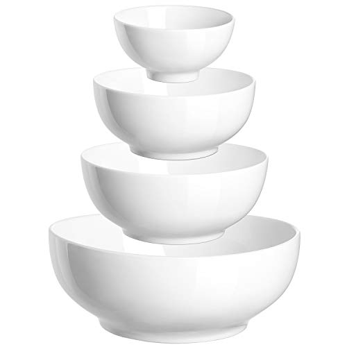 DOWAN Serving Bowls, Mixing Bowl Set, 90/39/26/10 Ounces Mixing Bowls for Kitchen, Soft White Serving Set, Serving Bowls Set of 4, Ceramic Bowl Sets for Eating Different Sizes - size: Various Sizes