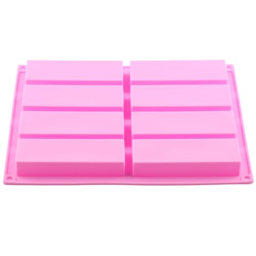 8 Cavity Long Rectangle Bar Silicone Chocolate Molds Set Of 2 - color: Blue and Pink