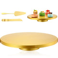 Wenqik 16 Inch Gold Cake Stand Metal with Knife Spatula Set - color: Gold, size: 16 Inch