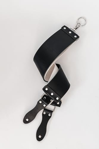 Razor Strop - Barber's Latigo Leather Straight Razor Strop. Dual Strap that will be a Great Addition for Any Straight Razor. PREMIUM LEATHER Strop for Sharpening. (Black) - color: Black