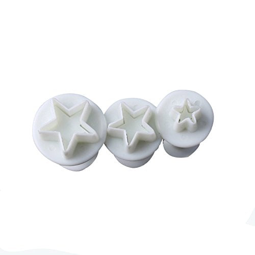 3Pcs Small Star Cookie Cutter Set, Star Fondant Plunger Stamp(Mini)
