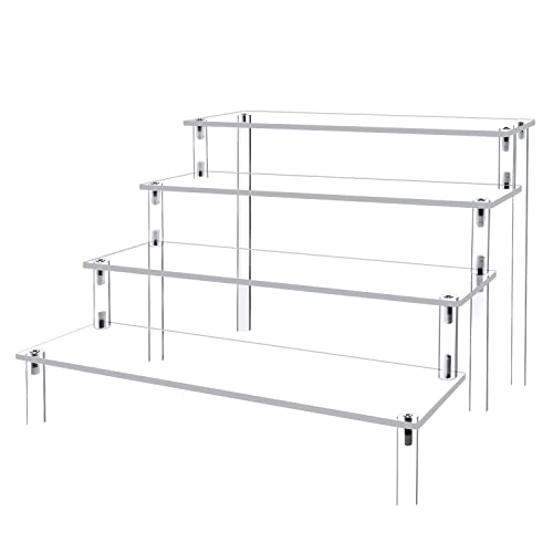 Acrylic Display Risers Cupcake Stand for Food Desserts,Perfume Organizer 4 Tier Clear Shelf Display Stand Funko POP Collections,Perfume Stand for Organizer and Decoration(12 x 8 x 6 Inch)