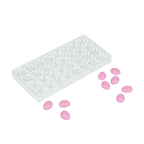 Pastry Tek 10.8 x 5.3 Inch Chocolate Shaping Mold, 1 Freezable Candy Mold - 32 Cavities, Egg-Shaped, Clear Polycarbonate Chocolate Mold, Dishwashable, Easy To Release - Restaurantware - size: 1 Count | 10.8 x 5.3 Inch, style: Egg