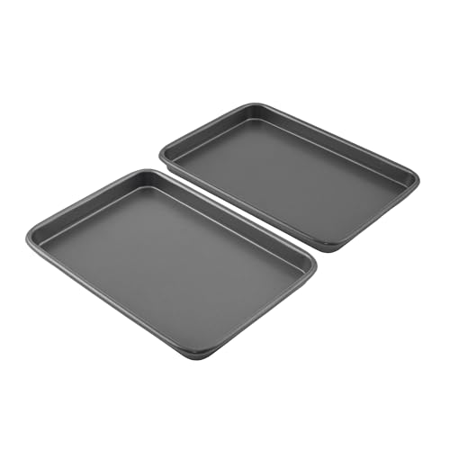 GoodCook Everyday Toaster Oven Mini Baking Sheets Heavy-Gauge Steel Baking Pans with Scratch-Resistant Nonstick, Gray, 9 x 6-Inch (2- Piece Set) (Pack of 12) - size: 9 x 6-Inch (2- Piece Set) (Pack of 12)