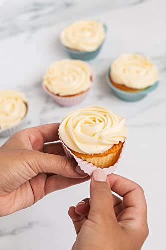 The Silicone Kitchen Reusable Silicone Baking Cups Silicone Muffin Liners for Cupcakes, BPA Free, Mini, 24 Pack, Pink Gray Blue - size: Mini