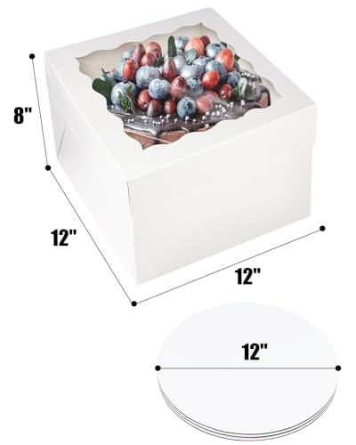Bakepacker 36pcs 12"x12"x8" Cake Boxes with Window, White - color: White, 12"x12"x8", 18Pcs