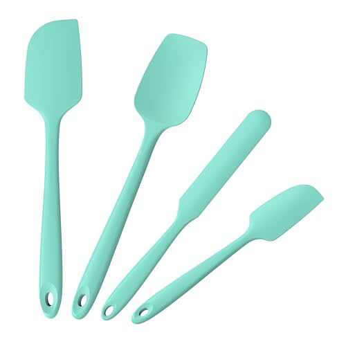 Doosu 600°F Heat Resistant Silicone Spatula Scrapers (Set of 4, Aqua Sky) - color: Aqua Sky, size: Set of 4