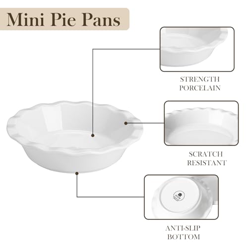 MALACASA Mini Pie Pans Set 6, 6 Inch Ceramic Quiche Tart Pans White - color: White