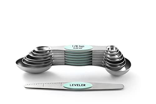 Spring Chef Stainless Steel 8 Magnetic Measuring Spoons for Kitchen, Mint - color: Mint, size: 1-Pack