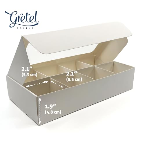20-Ct White Treat Boxes, 8.75x4.5x1.9in, Window & Dividers - color: White, size: 8.75 x 4.5 x 1.9 in (8 compartments)