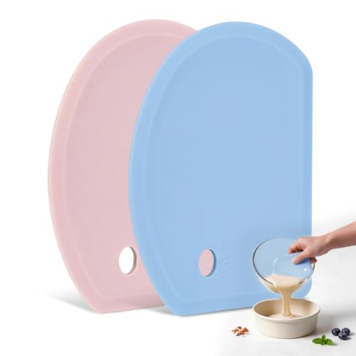 Flexible Dough Scraper with Metal Core: Silicone Bowl Scraper Bread Baking - color: Pink & Blue