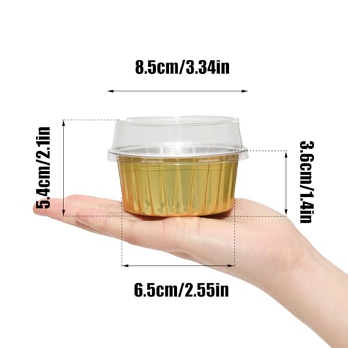 50 Pack 5oz Mini Cake Pans with Lids, Gold - color: Gold, size: Round