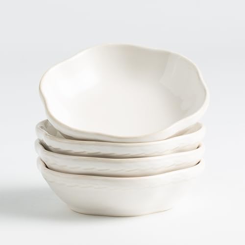 Reactive Glaze Dipping Bowls, Soy Sauce Dishes Set of 4 - color: White
