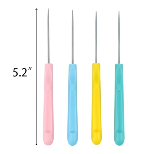 4-Piece Sugar Stir & Scribing Needle Set for Cookie Decorating, 5.2" Baking Kit Tools with Plastic Handles