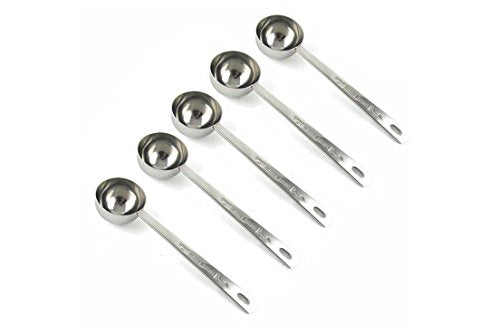 Stainless Steel 1 Tablespoon Measuring Coffee Scoop Spoon, Set of 5 - size: Set of 5
