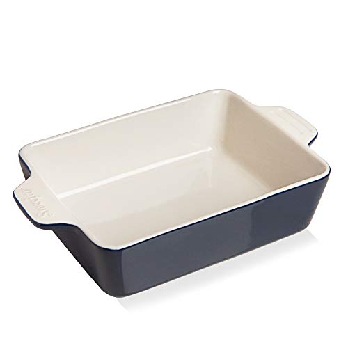 Sweejar Ceramic Baking Dish, Rectangular Small Baking Pan with Double Handles, 20 Oz for Cooking, Brownie, Kitchen, 6.5 x 4.9 x 1.8 Inches(Navy) - color: Navy, size: Rectangle 6.5 x 4.9IN