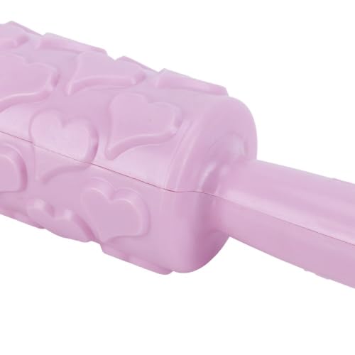 Embossed Rolling Pin for Fondant,PP Textured Pattern Roller with Handles for Cake Cookies Dough Clay Decorating,14.37 x 1.97 in(Droplet Heart) - size: Droplet Heart