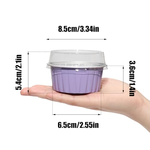 50 Pack 5oz Mini Cake Pans with Lids, Purple - color: Purple, size: Round