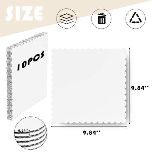 10 Pack 10 Inch White Square Cake Boards Grease Proof Heavy Duty Cardboard Base Disposable Trays for Desserts Pastries Display - size: 10''