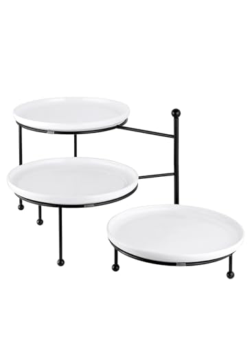 Tiered Serving Tray for Party, 10 Inch Dessert Display Stand, Black - color: Black