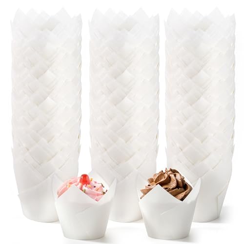 Ruisita 150 Pcs White Mini Cupcake Liners Muffin Liners Baking Cups - color: White