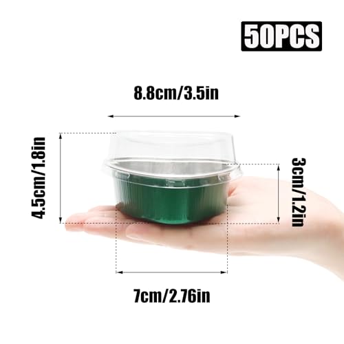 50 Pack Heart Shaped Cake Pans, 3.4oz Dark Green - color: Dark Green, size: Heart