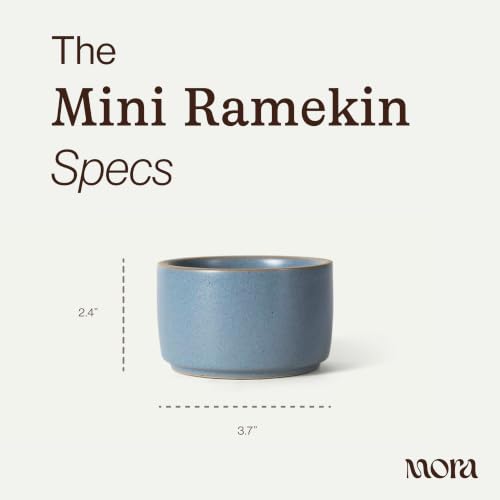 Mora Mini Ramekins Set of 4, 8oz Ceramic Pottery Baking Dishes - Microwave, Oven and Dishwasher Safe - Sky - color: Sky, size: Mini