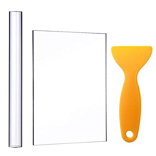 Acrylic Clay Roller with Sheet Backing Board, Assisted Shovel, Rubber Tools/Moulds, Ultra-Light Hand-Made DIY Tools