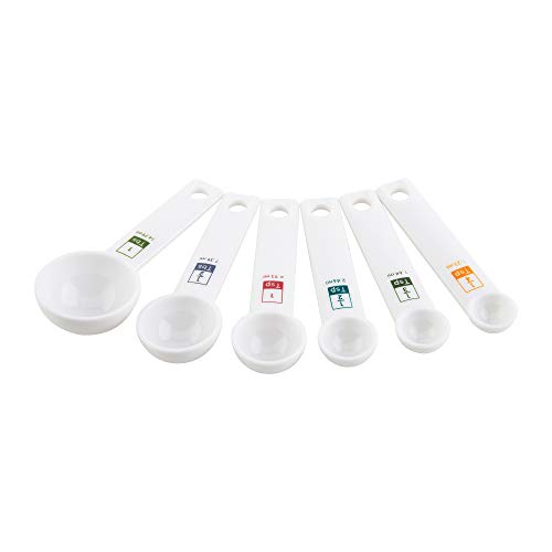 Fox Run 6-Piece Plastic Measuring Spoon Set White, 1.6 x 9 x 3 inches - color: White, size: 1.6 x 9 x 3 inches