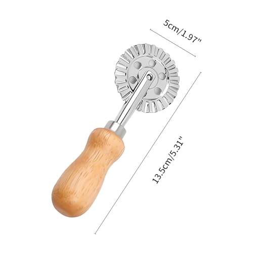Ravioli Cutter Wheel, Fluted Pastry & Pizza Wheel with Wood