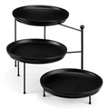 MALACASA Round 3 Tier Serving Tray,10.25 Inch Black Porcelain Dessert Stand - color: Black